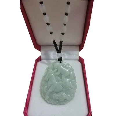 

Natural myanmar jadeite pendant fine carving good luck immediately seal hou pendant to send beads chain men jewelry gifts