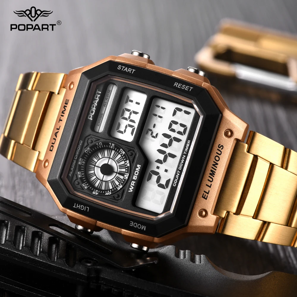 POPART модные электронные часы мужские водонепроницаемые спортивные s люксовый