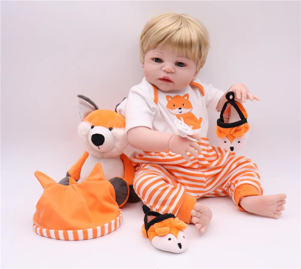 Полноразмерная силиконовая кукла новорожденный мальчик игрушки синие глаза для