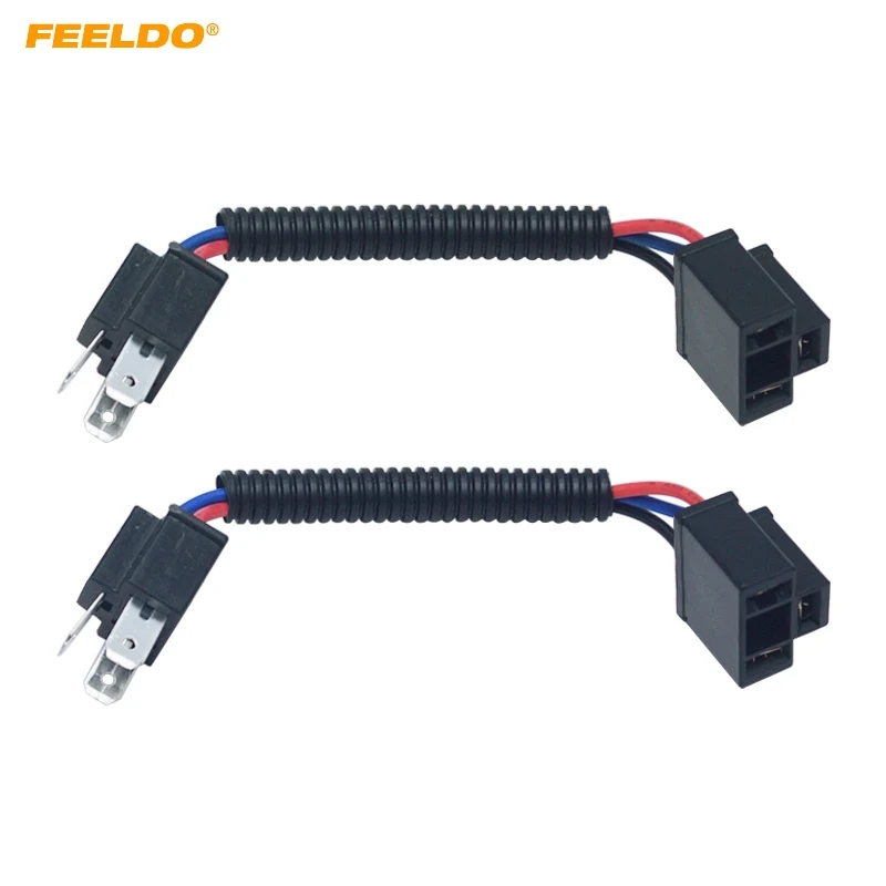 

FEELDO 2PC Car Headlight Cable H4 Male To Female Connector Plug Lamp Bulb Socket Automotive Wiring Adapter Holder #HQ6001