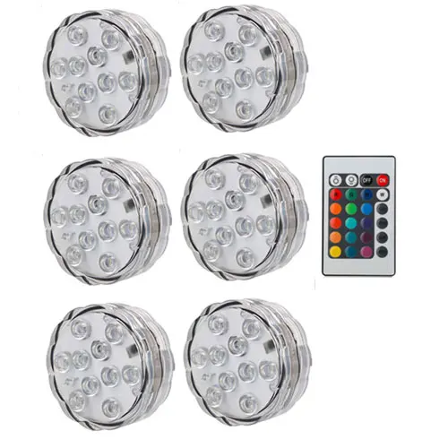 6 lamp 1 controller 10 Светодиодный подводный светильник с дистанционным управлением IP68 водонепроницаемый RGB многоцветный На Батарейках погружная ваза украшение лампа для бассейна - Испускаемый цвет: 6 lamp 1 controller