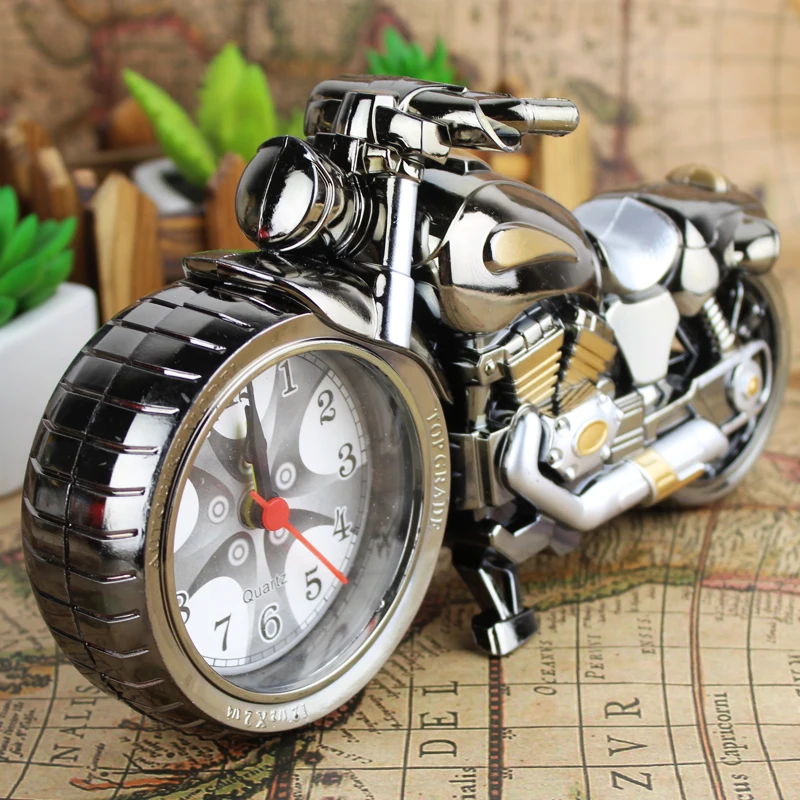 Motorcycle Alarm Clock Retro Creative Table Home Deco Spray Paint Models Modeling Student Gifts | Дом и сад