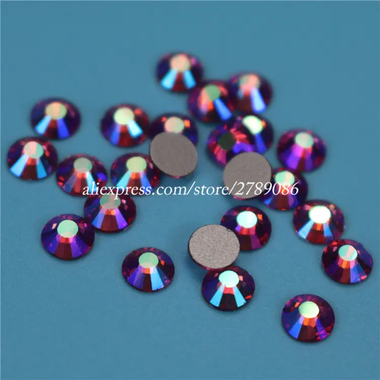 

1440pcs/lot Siam AB FlatBack Non HotFix Strass Nail art Rhinestone 3D Glass Round Crystal Stones For DIY Nails Decorations