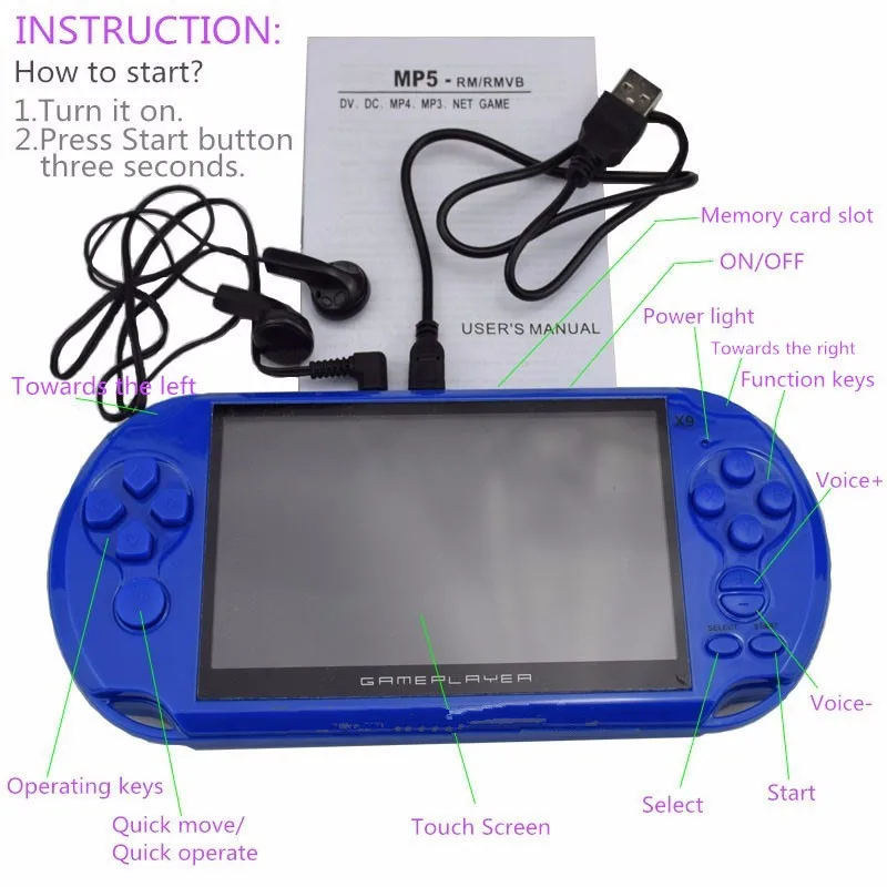 Игровая консоль Cdragon X9 5 дюймов 8 ГБ 10000 ретро игр|handheld game console|handheld gamegame console |