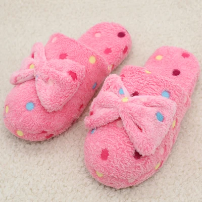 Розовый Домашние тапочки; Прямая поставка с фабрики; Pantufas; тапочки с большим бантом; женские зимние теплые тапочки из хлопчатобумажной ткани; домашняя обувь - Цвет: Розовый