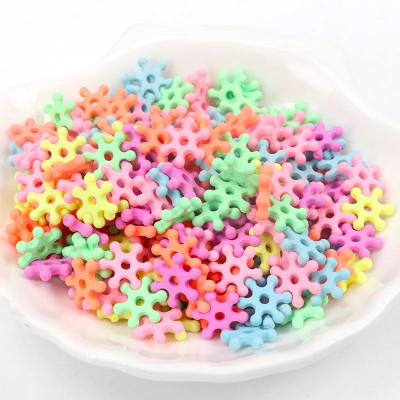 7 мм 10 Смешанные матовые флуоресцентные неоновые акриловые бусины снежинки для