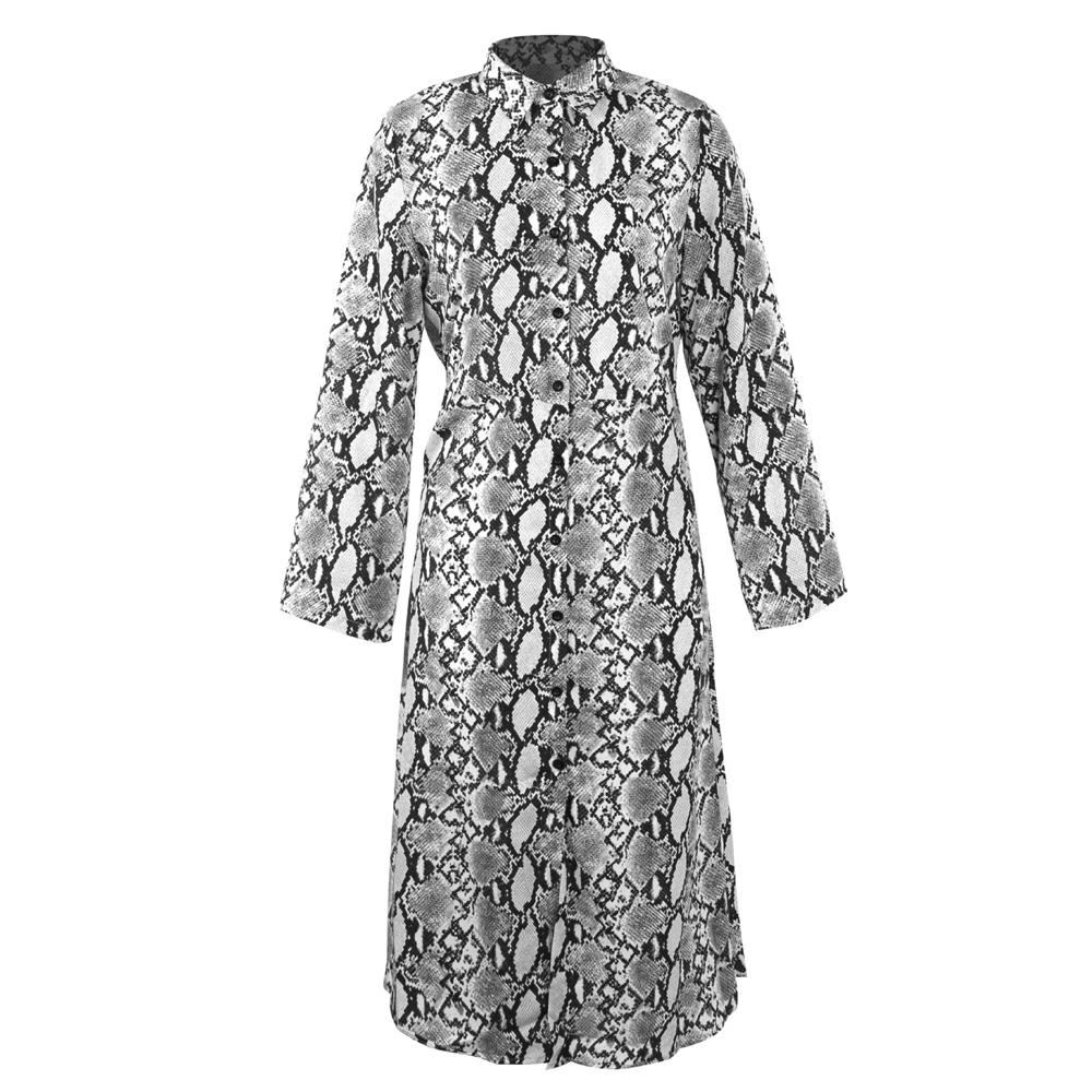 Для женщин Мода шифон змея печати пикантное длинное платье v-образным вырезом