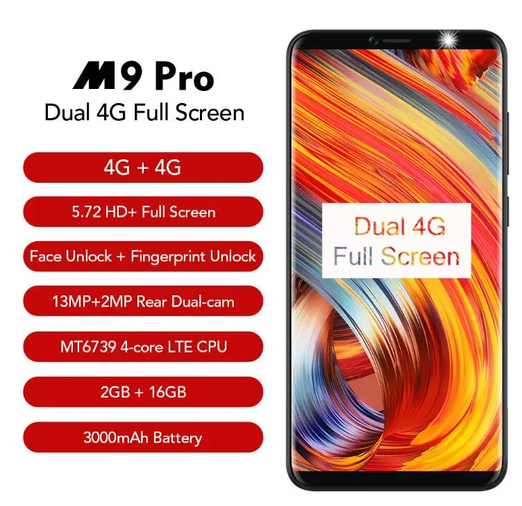 LEAGOO M9 PRO MT6739V 4 ядра 4G смартфон 5 72 &quot18:9 полный Экран Android 8 1 13MP двойной Камера 2 Гб