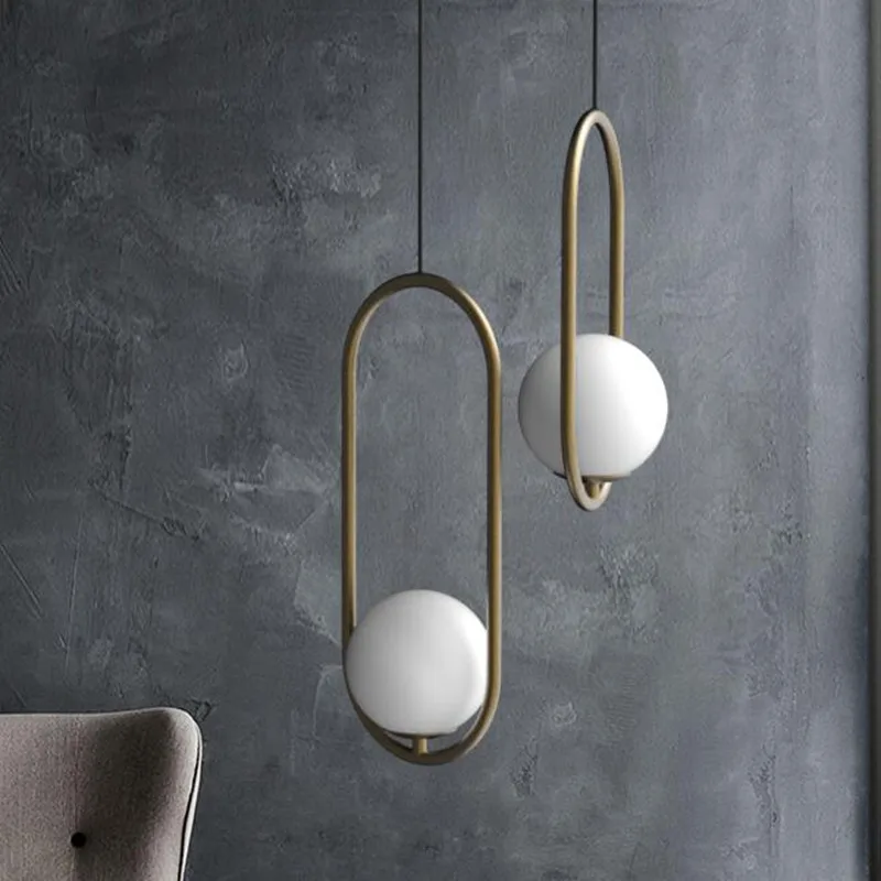 

American Glass Ball Bar Cafe LED Pendant Light Nordic Post Modern Bedroom Decor Hanging Lamp Restaurant Indoor Lighting Fixtures
