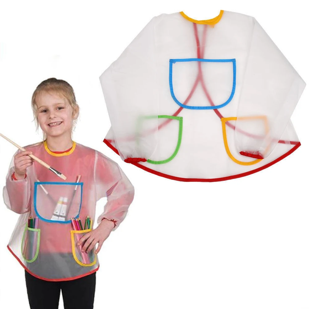 Home Easy Clean Long Sleeve Painting Apron Drawing Protective Cooking School With Pockets Toddlers Anti-dirt Kids Waterproof DIY | Дом и сад