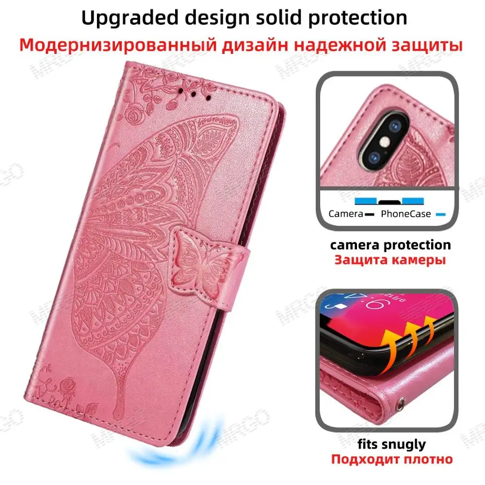 Чехол MRGO для iPhone 7 Plus чехол книжка с рисунком бабочки бумажник 6 6s 8 X XS Max кожаный