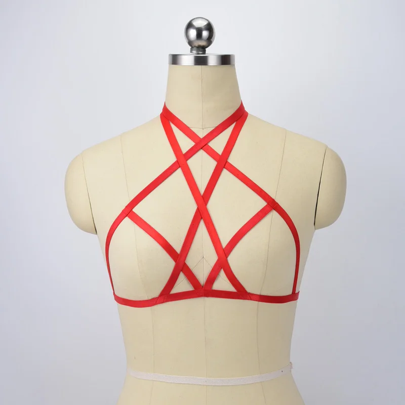 

Женский бюстгальтер из полиэстера, с ремнями, женское нижнее белье, боди, прозрачный бюстгальтер с ремнями, Фетиш-одежда, Бралетт в клетку O0564