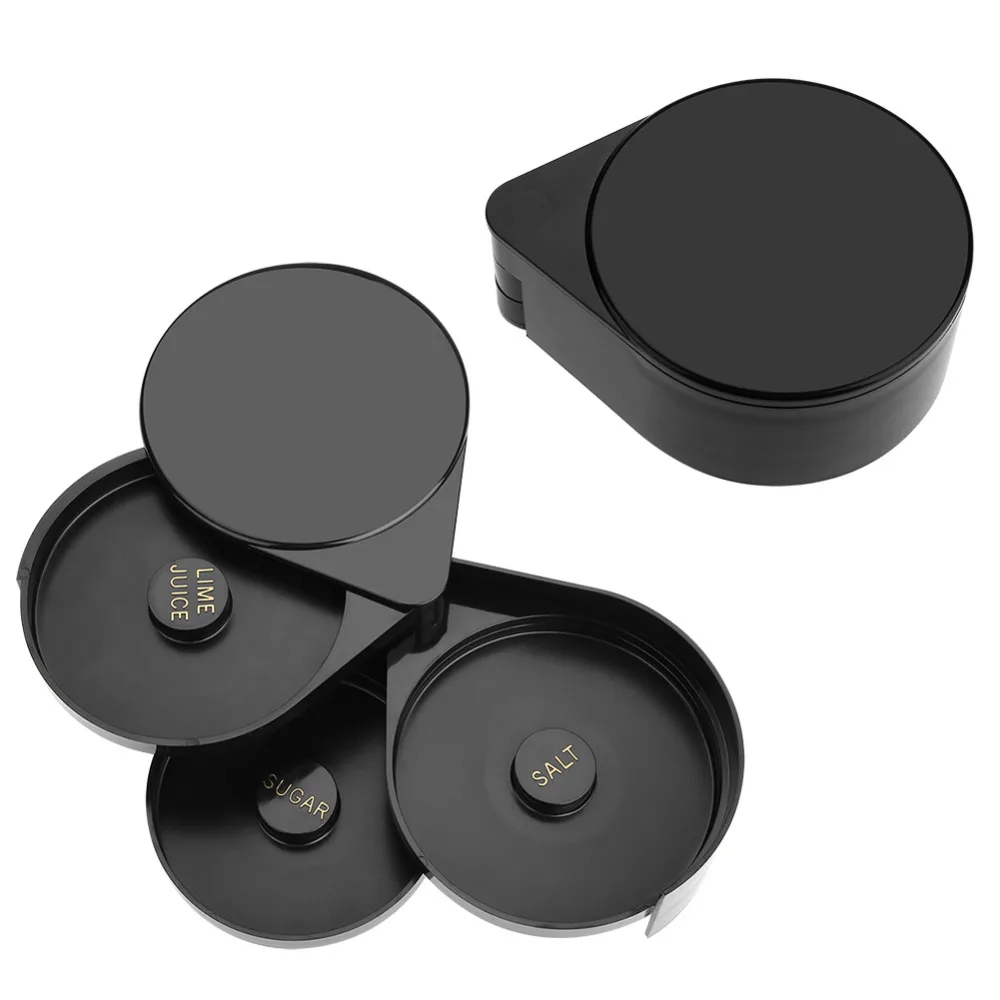 Стеклянный ободок для домашнего бара черный 3 ярусный сахарный солевой