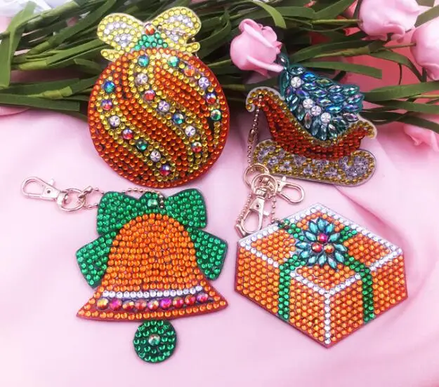 Diamond keychain DIY Специальная Алмазная картина Автомобиль Мотоцикл Рождественский подарок декоративный брелок Женская сумка подвеска брелок ювелирный брелок для ключей a139 - Color: Diamond keychain