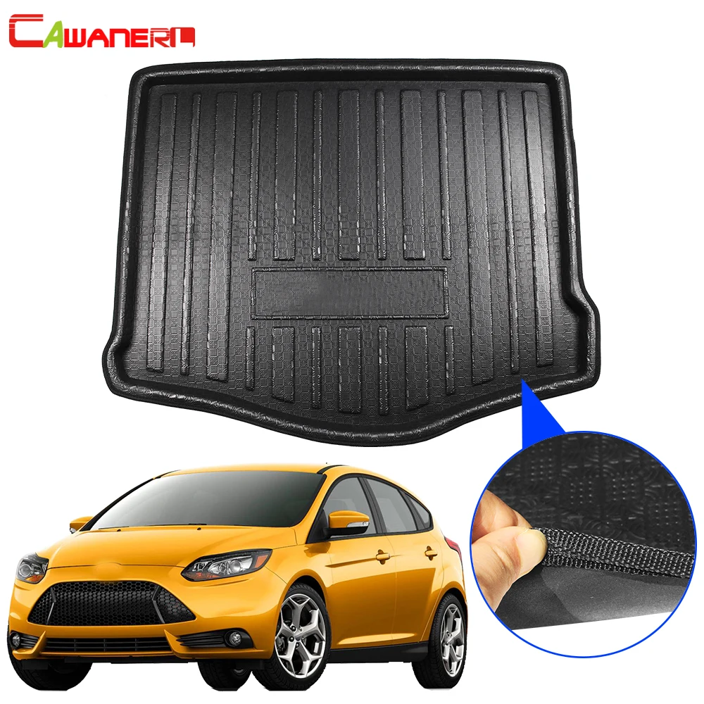 Cawanerl Car Trunk Mat Boot Tray Liner Rear Floor Cargo Carpet Mud Kick Pad For Ford Focus Hatchback 5-Door Mk3 2012-2018 |