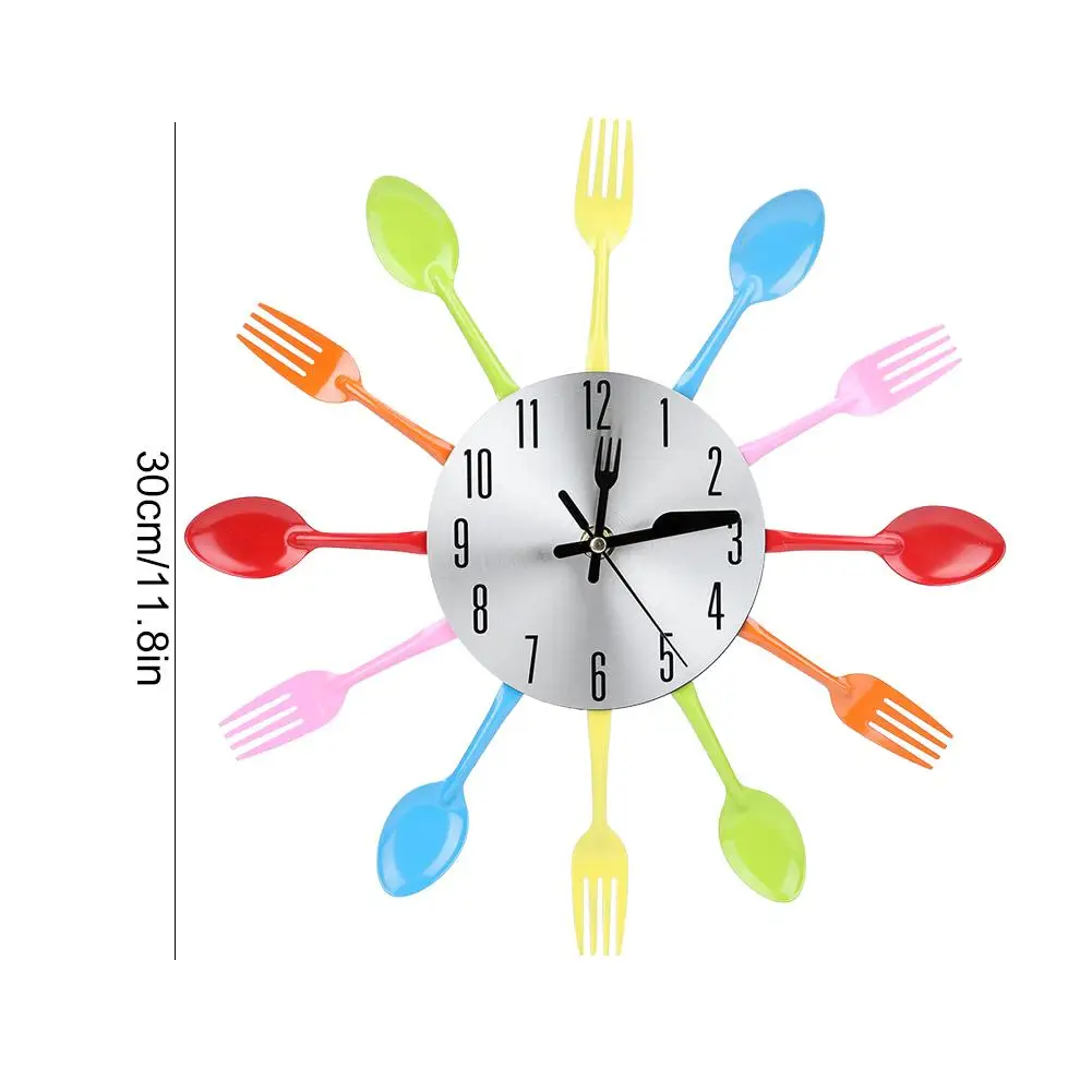 Современный дизайн бесшумный Нержавеющая сталь часы в виде столовых приборов Ножи вилка и ложка, столовые приборы настенные часы Кухня украшения настенные часы