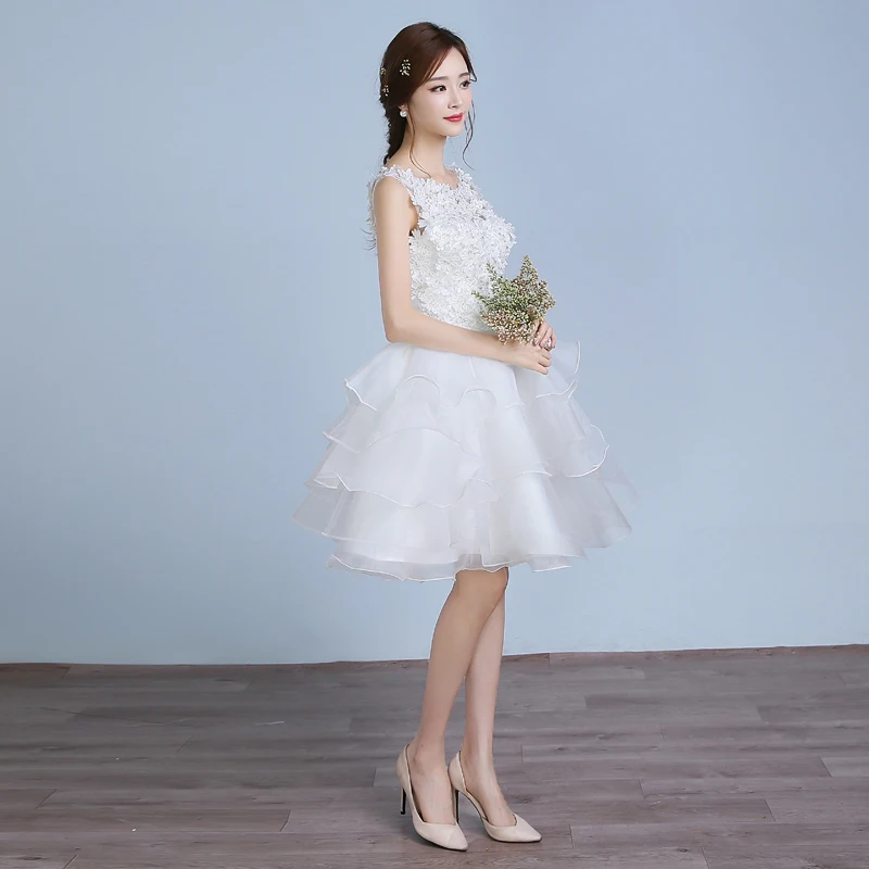 Новинка белое короткое платье до колен для девушек и женщин принцессы подружки