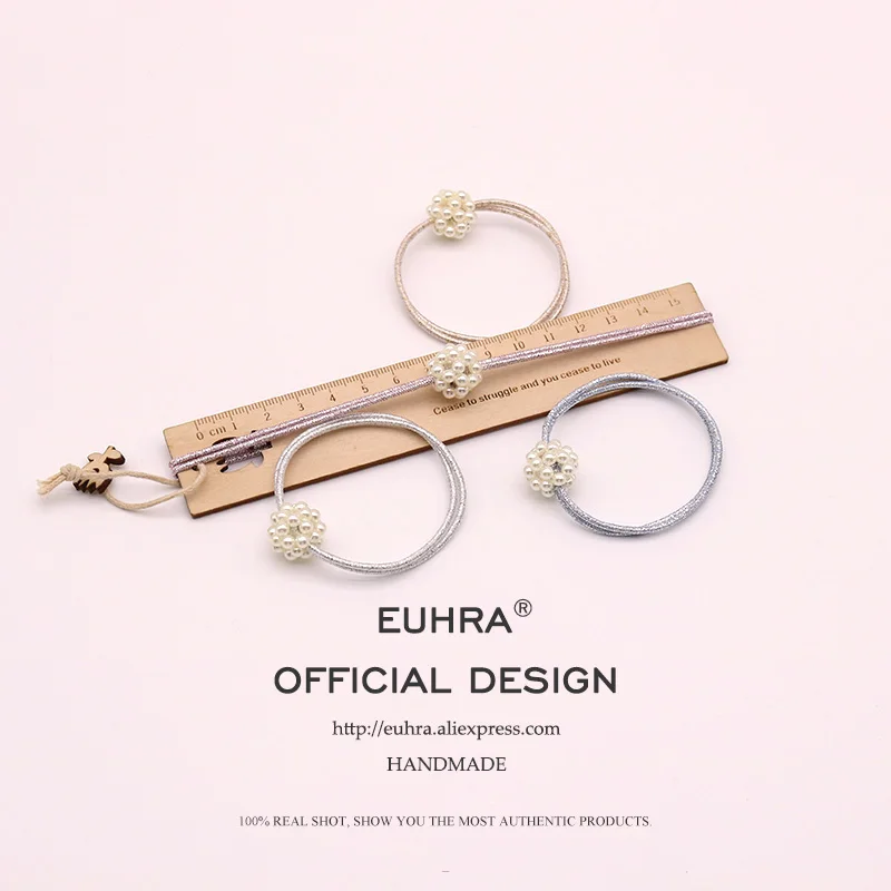 EUHRA, 4 цвета, маленькие жемчужные шарики, бисер, эластичная резинка для волос для женщин, Детская резинка, высокая эластичность