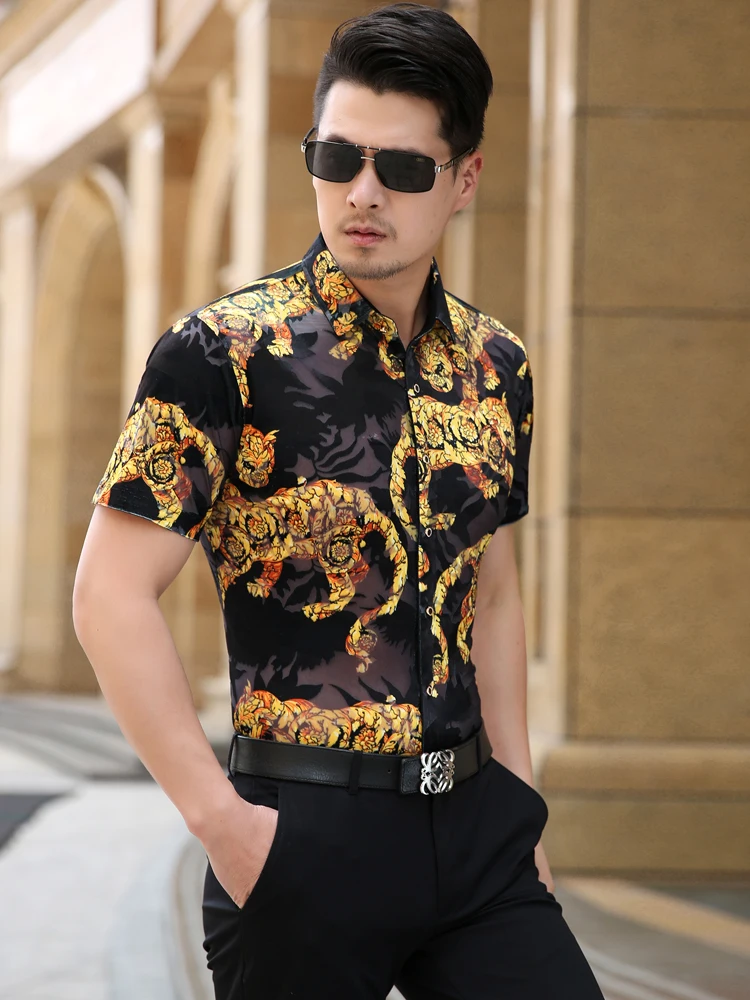 2020 Высокое качество Цветочные Летние мужские рубашки с коротким рукавом