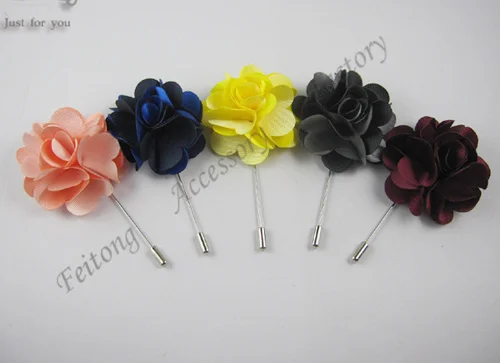

Free shipping!newest 24PCS/LOT men stick pins rose flwoer fabric flowers lapel pins 20color for your choice