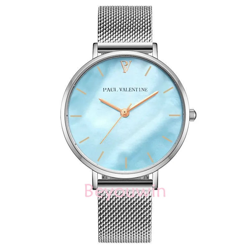 100 шт./лот Новый Топ бренд синий мрамор циферблат сетки Смотреть Простой Лидер