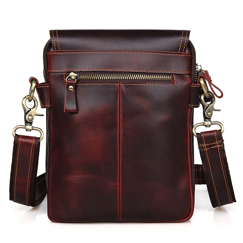 Men Cross Body Bag Genuine Leather Male Small Flap Business Travel Ipad Mini Casual Brown Shoulder Crossbody Messenger Bags