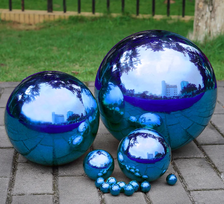 1 ШТ. 200ММ ШАР ИЗ ПОЛИРОВАННОЙ ЗЕРКАЛЬНОЙ НЕРЖАВЕЮЩЕЙ СТАЛИ С ГОЛУБЫМ БЛЕСКОМ ДЛЯ РАЗЛИЧНЫХ УКРАШЕНИЙ И ДЕКОРОВ.