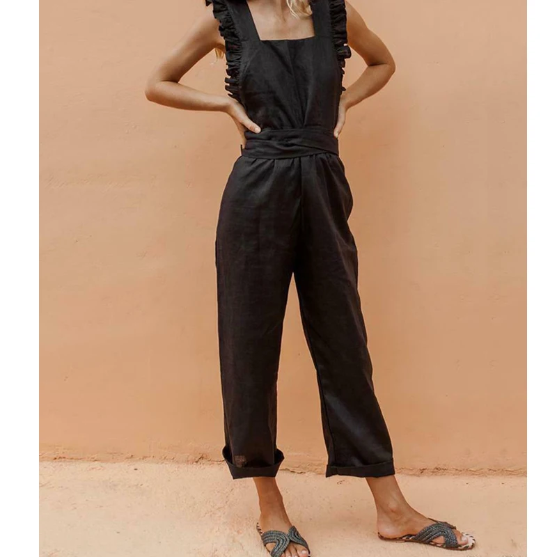 Women's Sleeveless Ruffle Jumpsuit Romper Wide Leg Playsuit Long Pants | Женская одежда