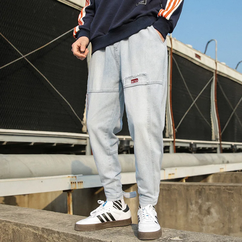 New Arrival Vintage Men Casual Harem Jeans High Street Multi Pockets Cargo Pants Fashion Losse Denim Joggers Mens Trousers 5XL | Мужская
