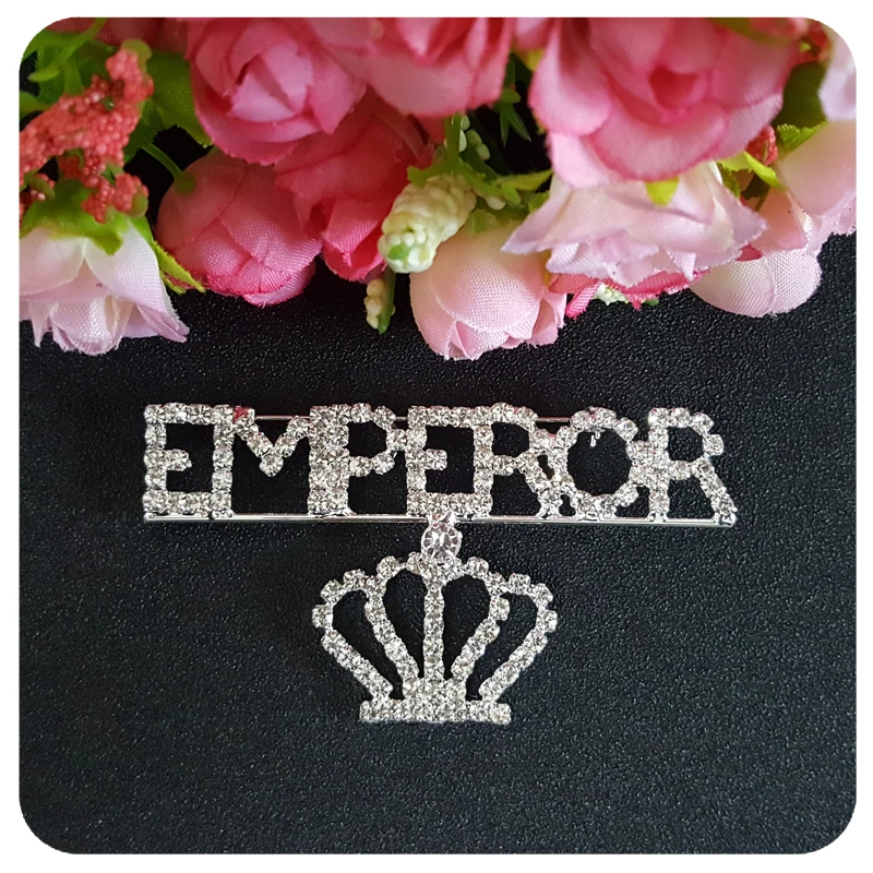Shinny Crystal Brooch Jewelry Gift &quotEMPEROR&quot Word Lapel Pin with a Royal Crown | Украшения и аксессуары