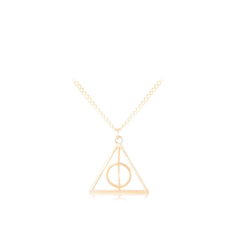 100 шт/партия, ожерелье из фильма «Гарри Deathly Hallows», модная вращающаяся подвеска треугольная ожерелье-цепочка, чокер для женщин и мужчин, ювелирные изделия