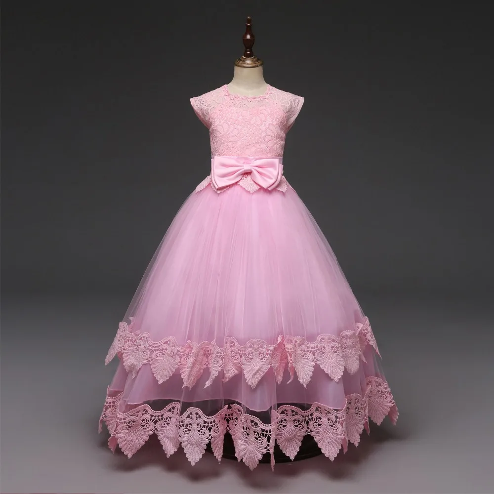 Ladystreet New Children's Wear Short-Sleeved Lace Princess Evening Robe Dress Wedding Mesh TUTU Girl Flower Dresses | Детская одежда