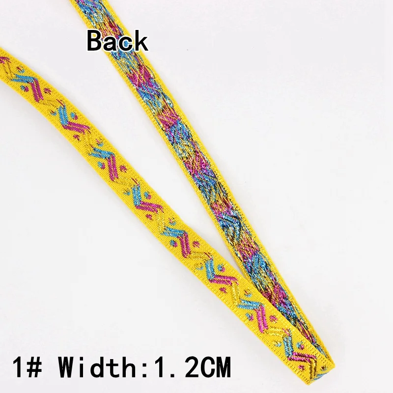 1 Width 1.2CM 7 ярдов/партия индийская национальная жаккардовая лента для одежды костюм Сделай Сам ручной работы швейная ткань пояс аксессуар для украшения кружева - Цвет: 1 Width 1.2CM