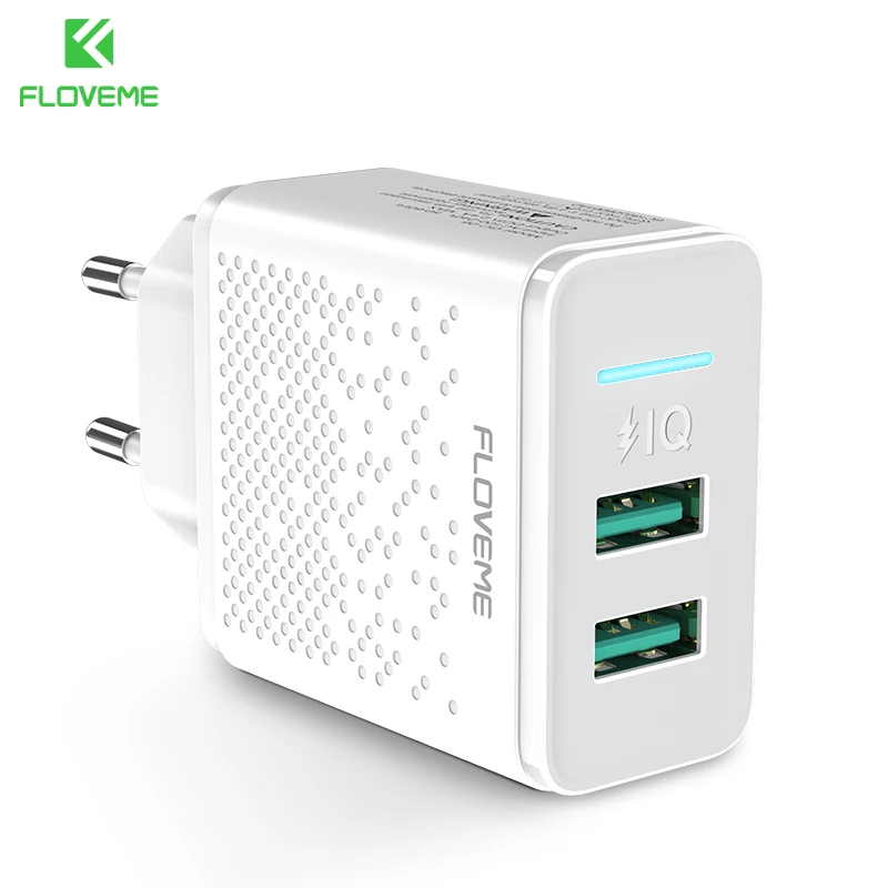 White EU Plug FLOVEME Dual Qi USB зарядное устройство для iPhone X 7 8 iPad 5 в 2.4A Быстрая зарядка настенное зарядное устройство для телефона Xiaomi mi9 huawei P20 Pro адаптер - Тип штекера: White EU Plug