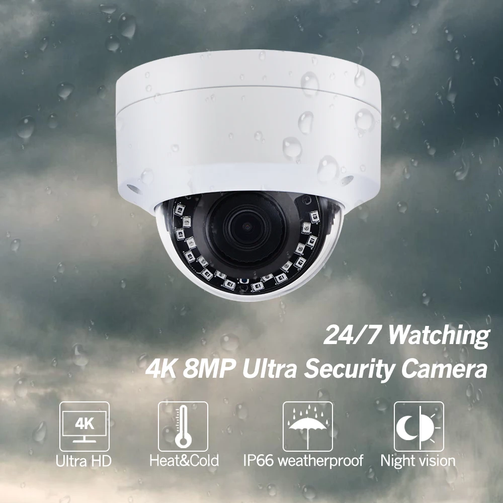 4 канальная система видеонаблюдения 2 шт. Ultra 8MP CCTV POE купольная IP камера с Hikvision NVR DS