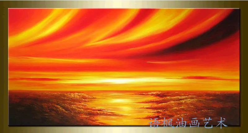 Hand-painted Landscape oil painting Modern Wall Decor art on canvas(Unframed) Beautiful Seascape 24x48inch-010 | Дом и сад
