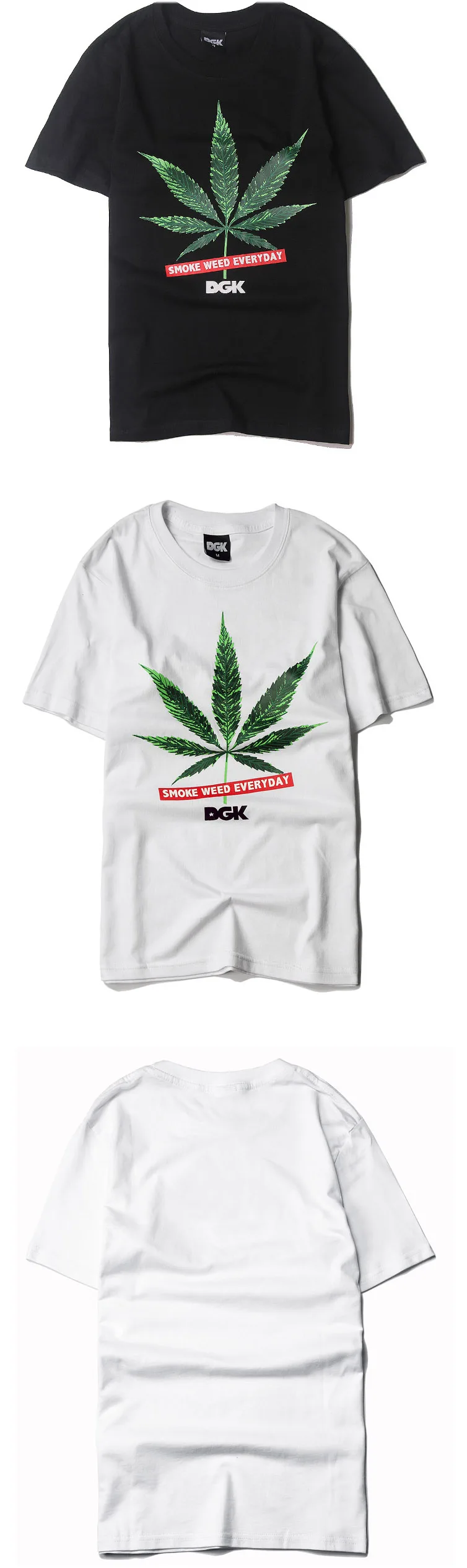 DGK мужские футболки высокого качества 19SS кленовые листья DGK голова тигра футболка Уличная Повседневная черная и белая пара DGK топ тройники