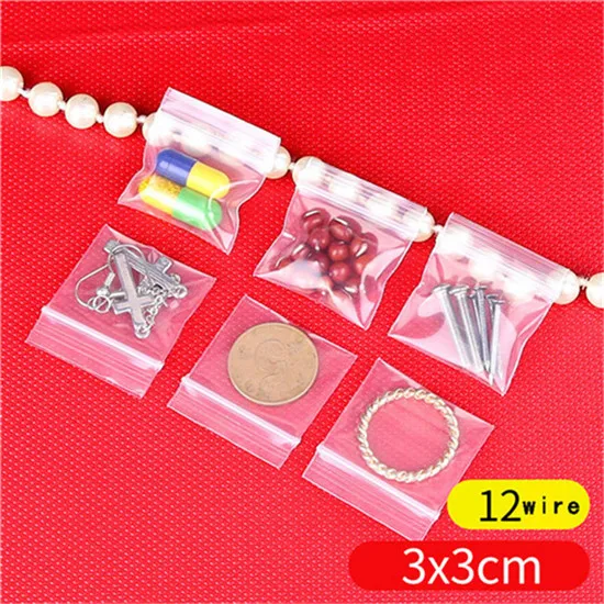3x3cm 100 шт мини пластиковые пакеты с застежкой Ziplock таблетки упаковочные пакеты небольшой замок типа молния сумки 0,12 мм Толстая пластиковая застежка-молния сумка для продуктов - Цвет: 3x3cm