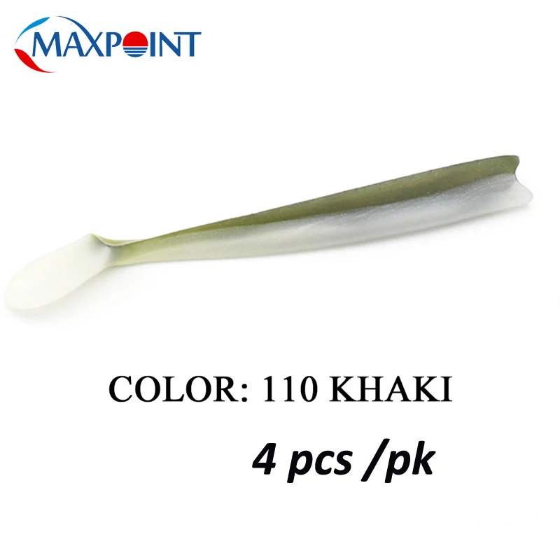 110 KHAKI Maxpoint 11 см/4,3 дюймов Мягкая приманка на гибкой виниле Swimbait SAYORI Shad хвост приманки 4 шт./pk мягкие рыболовные приманки наконечник Eel Shad - Цвет: 110 KHAKI