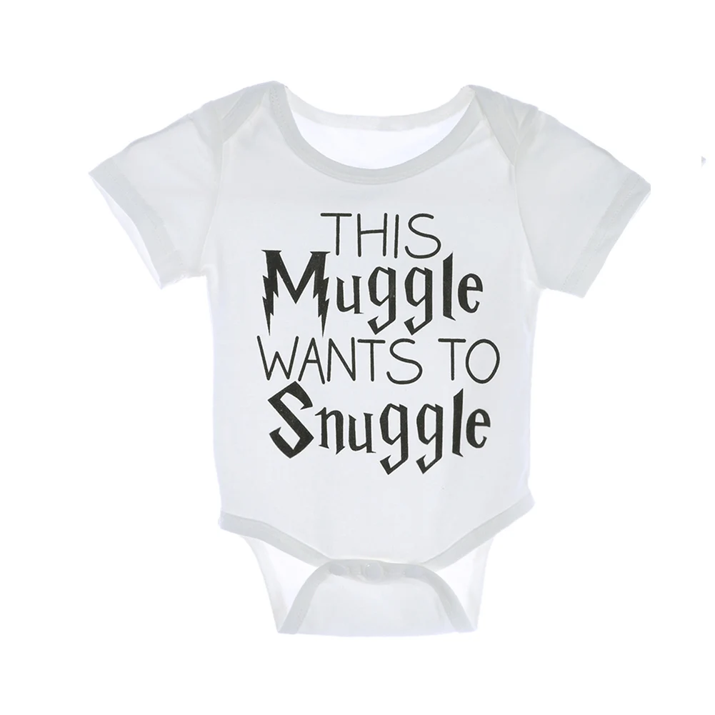 muggle Комбинезоны для новорожденных от 0 до 18 месяцев Комбинезоны для маленьких девочек с короткими рукавами и принтом папы Детский комбинезон одежда из хлопка для мальчиков Комплекты для младенцев - Цвет: muggle