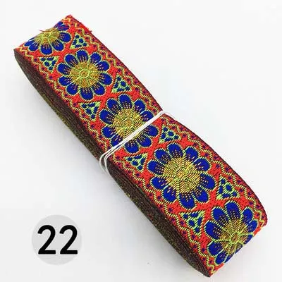 22 7 м/лот, тканая жаккардовая лента шириной 3,3 см, отделка геометрическим тотемным узором для штор и аксессуаров одежды, кружевная ткань HB188 - Цвет: 22