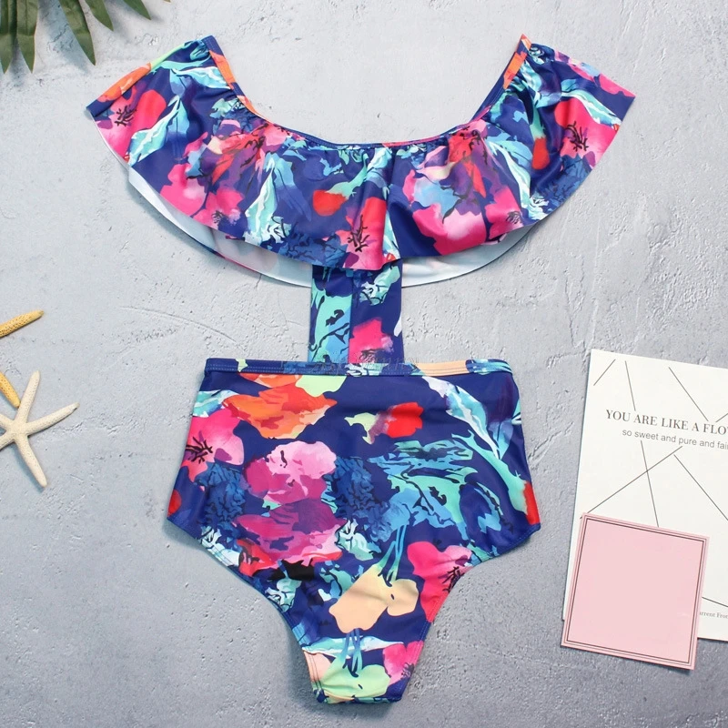 Aipbunny Waisted Flower Swimsuit maillot Bikinis Swimwear femme de One-piece Sexy 2018 Suit Women bain falbala High | Спорт и