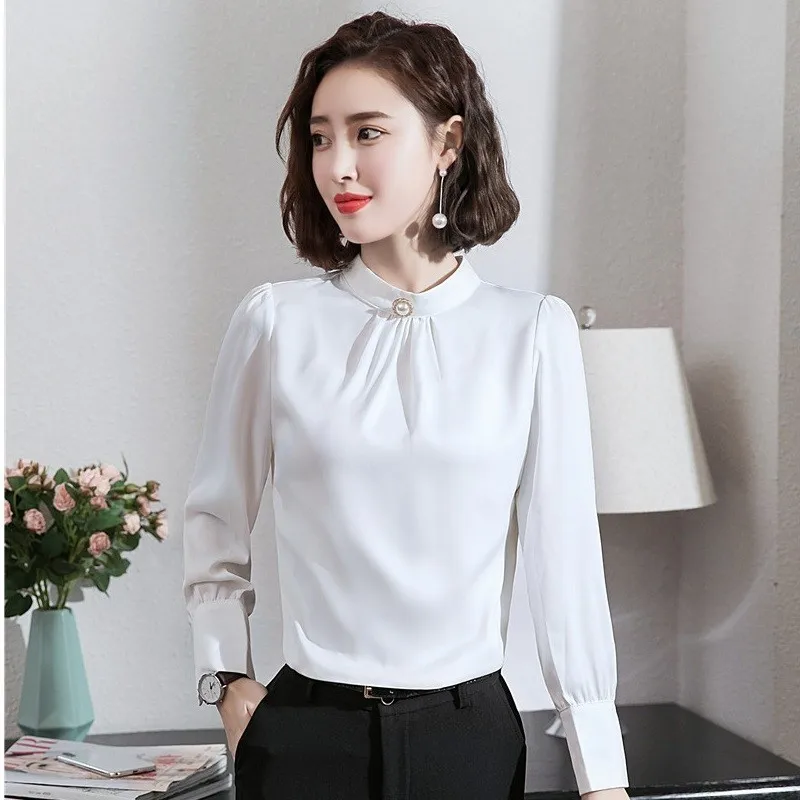 Женская блузка с длинным рукавом элегантная рубашка абрикосового цвета в