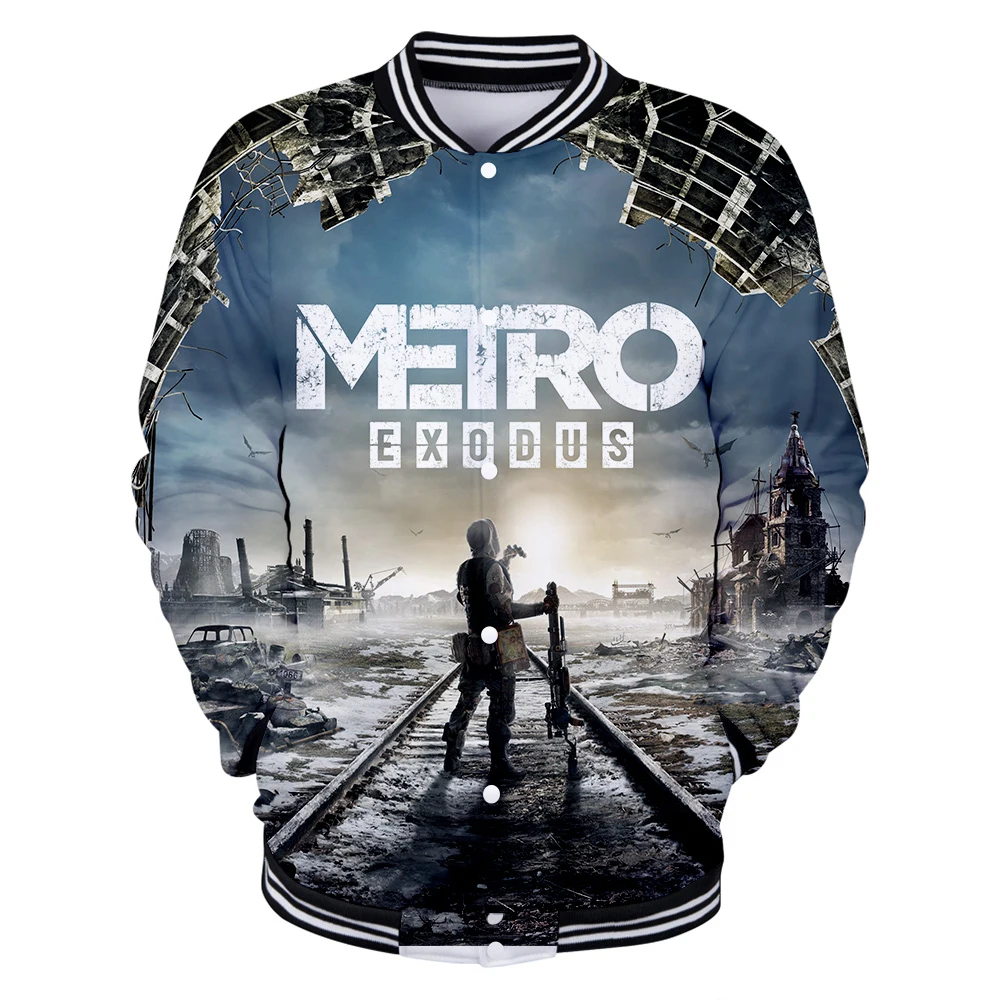 Женская/мужская бейсбольная куртка Metro Exodus с 3D принтом повседневная длинным