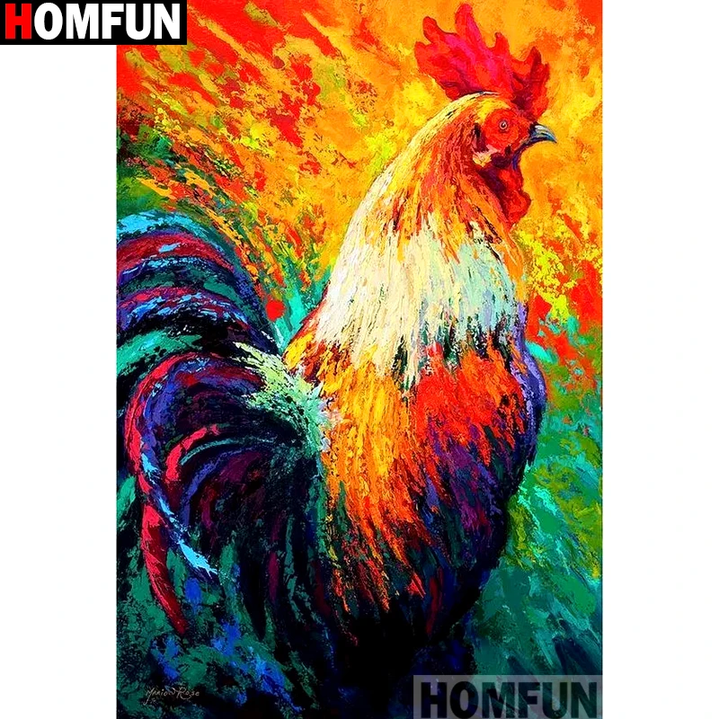 

HOMFUN Full Square/Round Drill 5D DIY Diamond Painting "Oil painting chicken" Embroidery Cross Stitch 5D Home Decor A14221