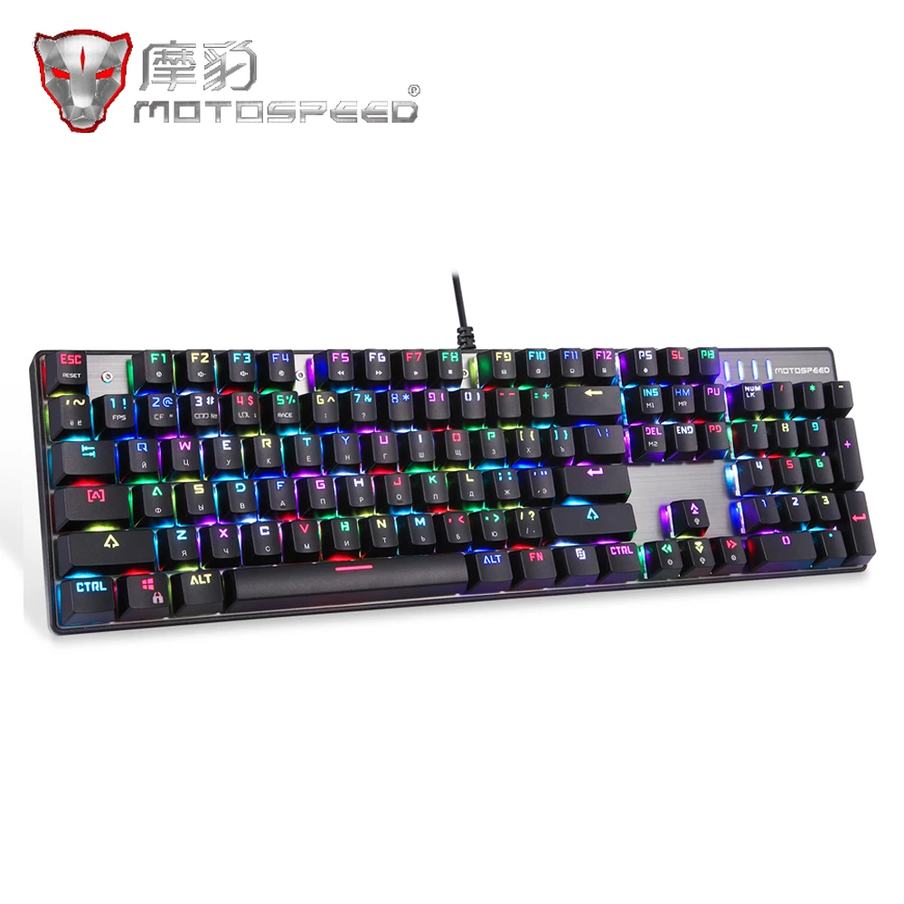 MOTOSPEED CK104 русская английская механическая клавиатура игровая металлическая с 104