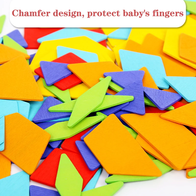 

170Pcs Montessori Colorful Wooden Jigsaw Puzzle Set Toys Geometric Shape Game Funny Creativity Baby Educational Toy Kid Boy Gift