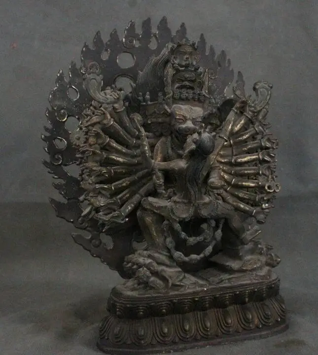 12 &quotАНТИЧНЫЙ ТИБЕТСКИЙ буддистский дворец бронзовая статуя Будды Ямантака яма дхармарая|statues buddha|statue