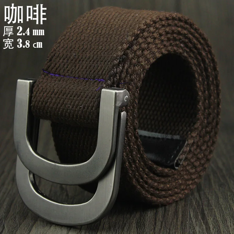 Coffee Male&Female Military Tactical Belt High Quality 2.5 mm Thick Solid color Canvas Belt for Men&Women Double Buckle 115cm Length - Цвет: Coffee