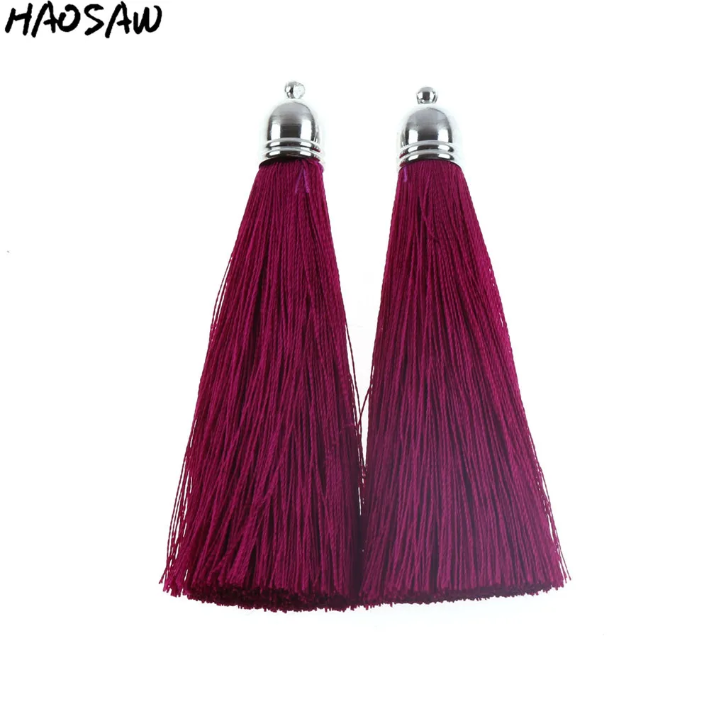 8CM 5Pcs/Lot With Rhodium Caps Tassels Pendant For Women DIY Earrings Tassel/Silk Jewelry/Jewelry Findings/Handmade Accessories | Украшения